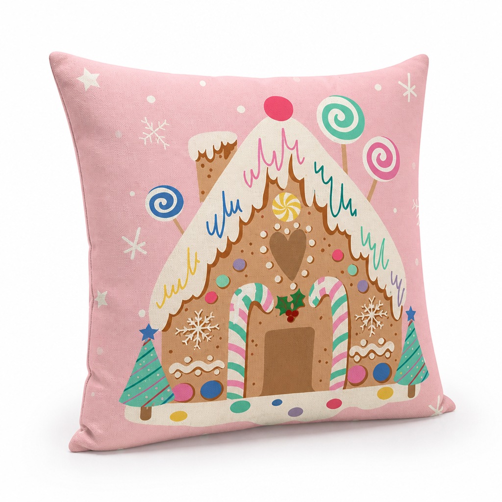 Levendige, kleurvaste kussenhoes met sneeuwman- en rendiermotief (geschikt voor 45x45 cm)