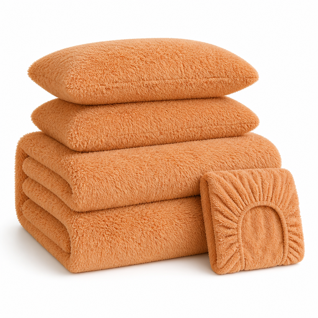 Zachte nerts-fleece beddengoedset (4-delig)