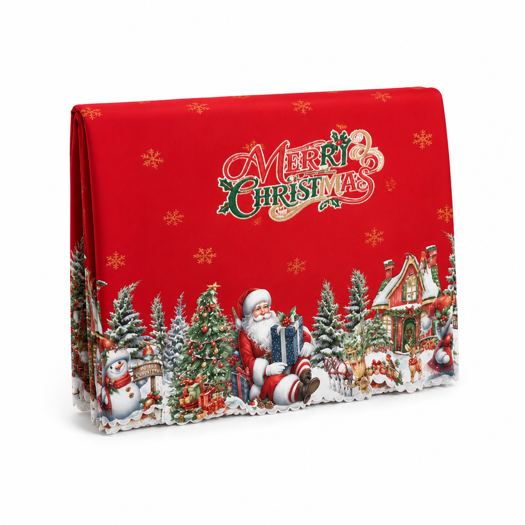 Feestelijk, machinaal geborduurd polyester tafelkleed (rond en rechthoekig)