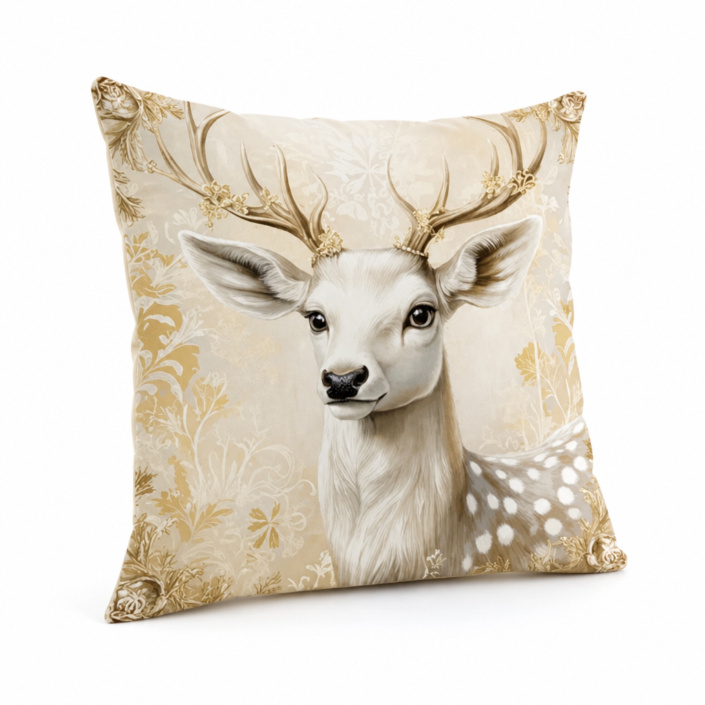 Kerstkussenhoes van een goudkleurige fluweel-katoenmix (45 cm x 45 cm)