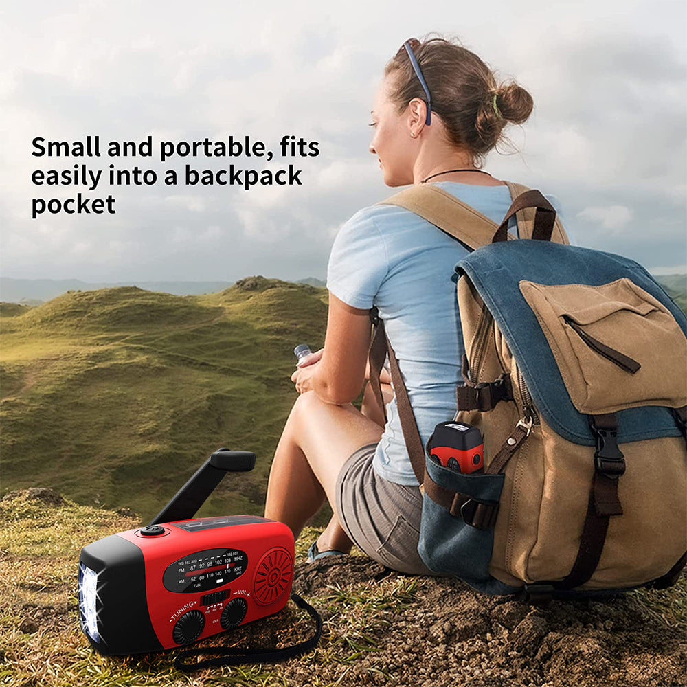 Noodradio met slinger, zonnepaneel, zaklamp en powerbank - foto 4