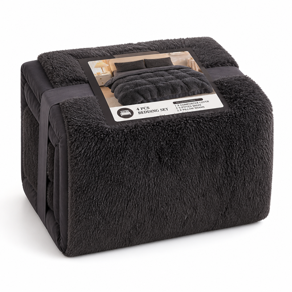 Zachte nerts-fleece beddengoedset (4-delig)