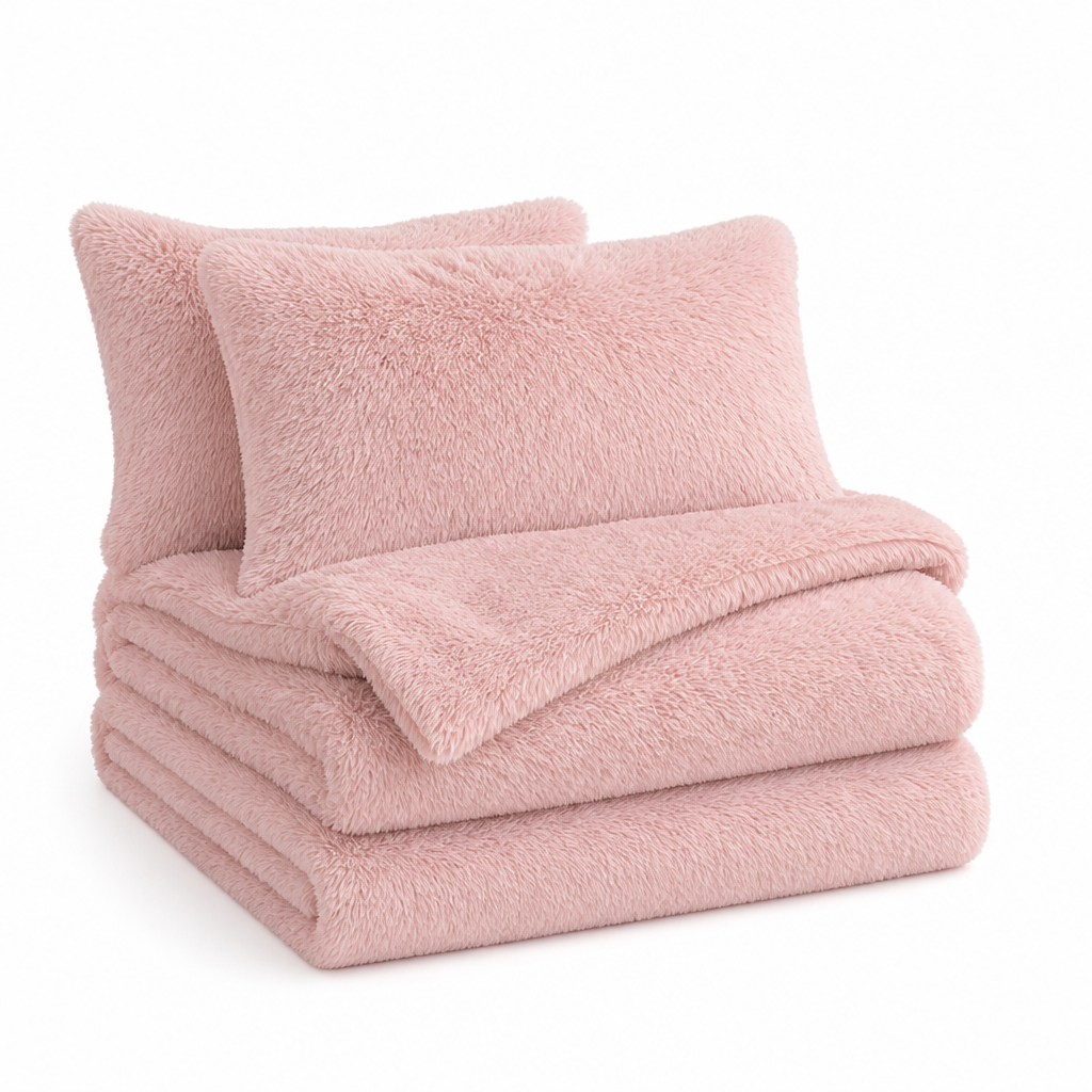 Zachte nerts-fleece beddengoedset (4-delig)