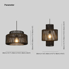 Rotan hanglamp zwart, trommelmodel E27 - foto 4