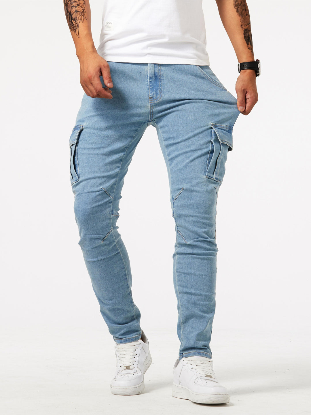 Cargo jeans heren met stretch, slim fit - foto 7