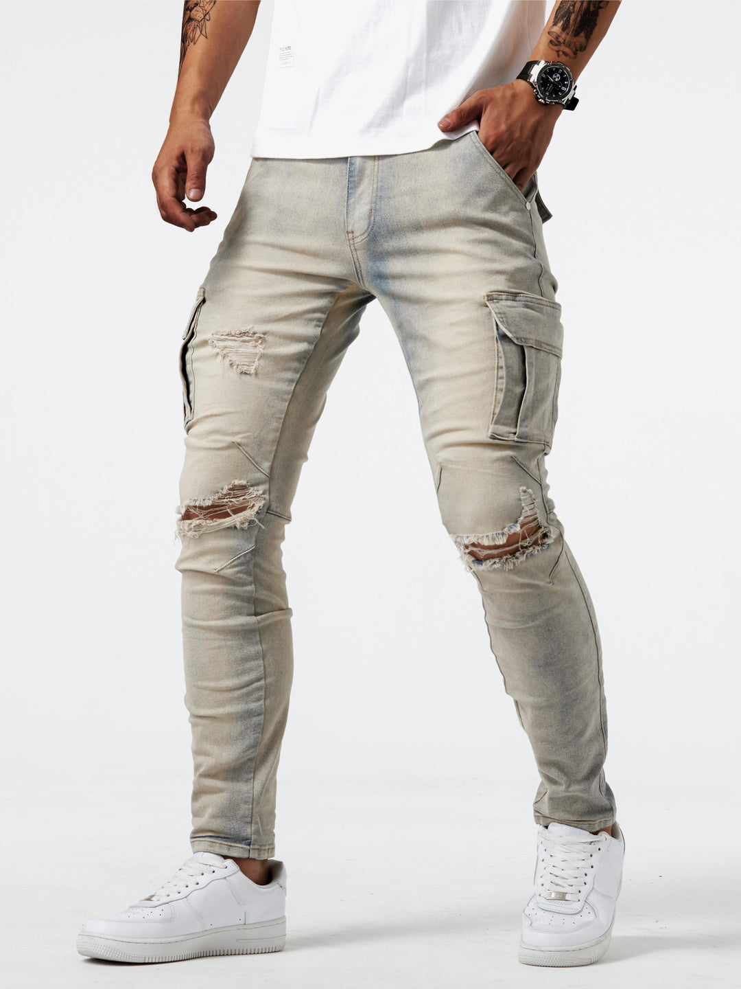 Cargo jeans heren met stretch, slim fit - foto 6