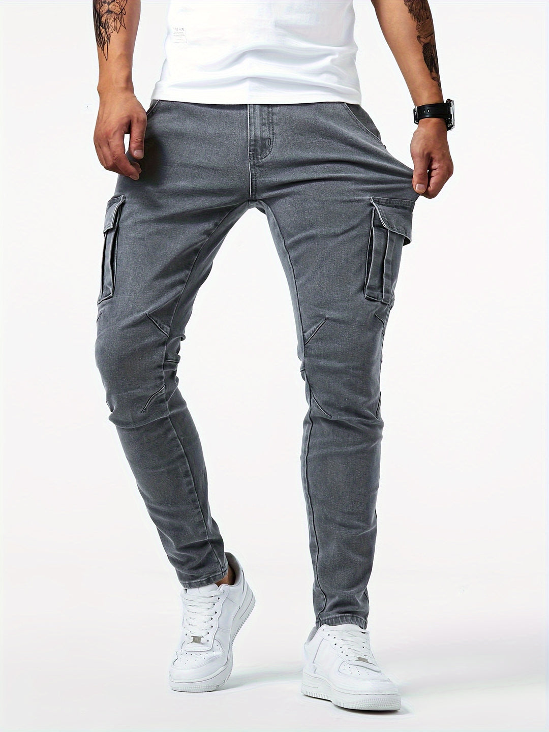 Cargo jeans heren met stretch, slim fit - foto 5