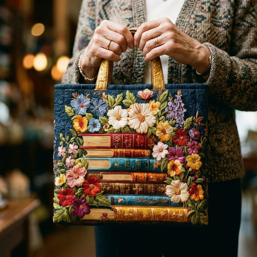 Shopper met bloemen en boeken, gewatteerd - foto 2