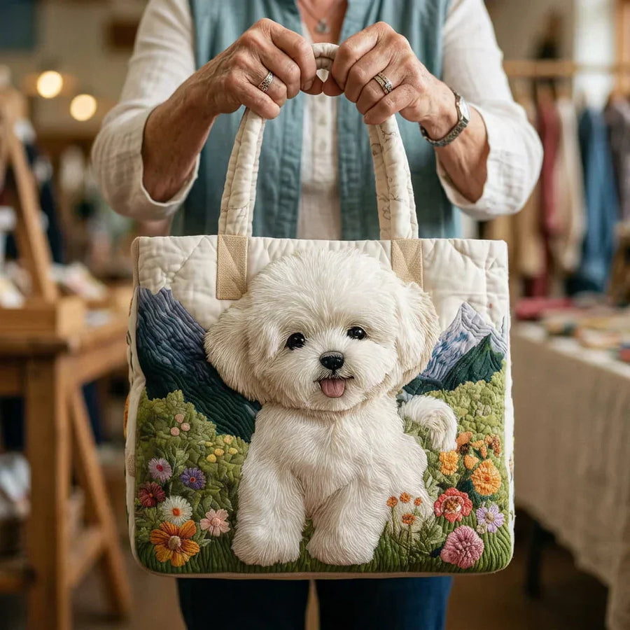 Shopper met hondenprint, gewatteerd - foto 2