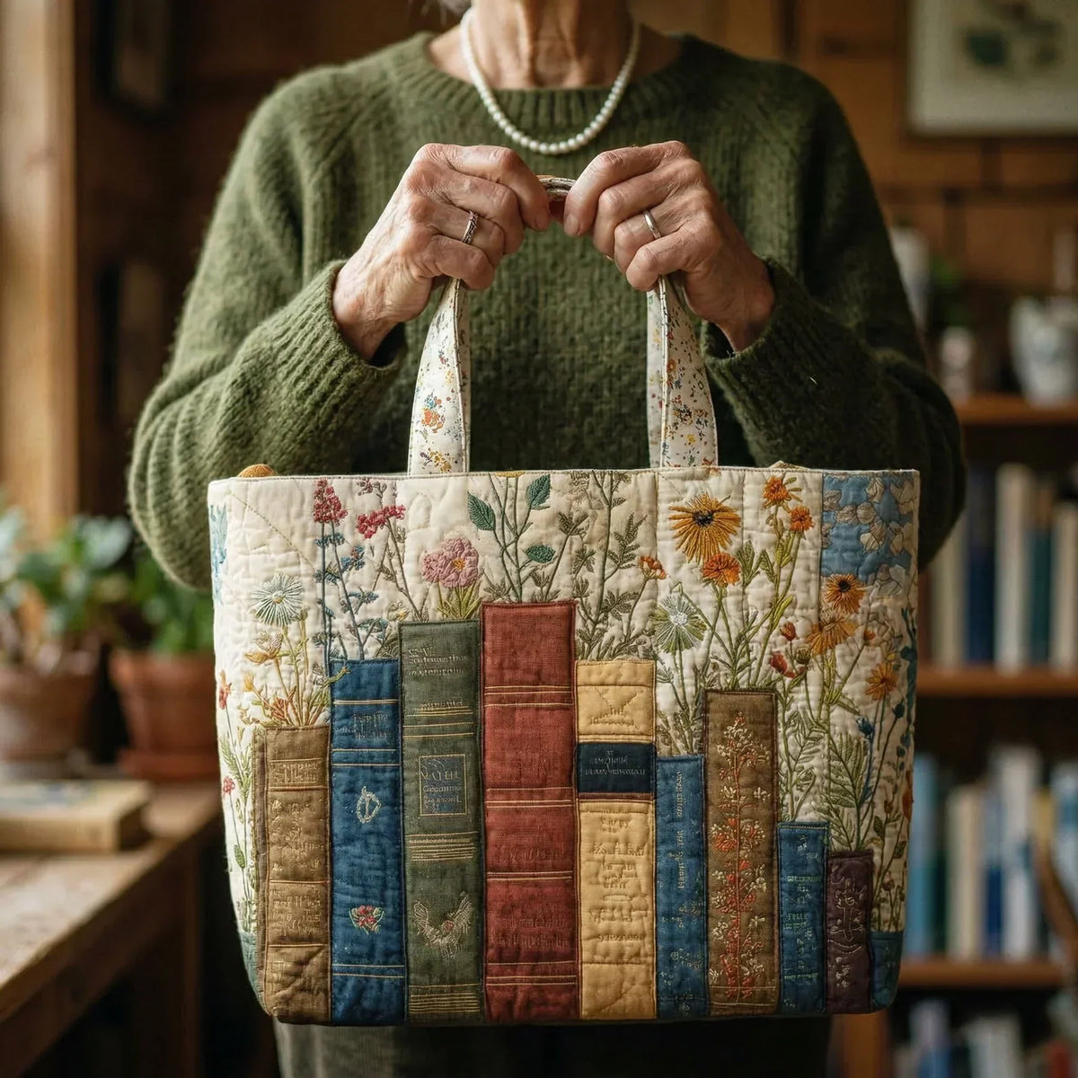 Shopper met boeken en bloemen - foto 2