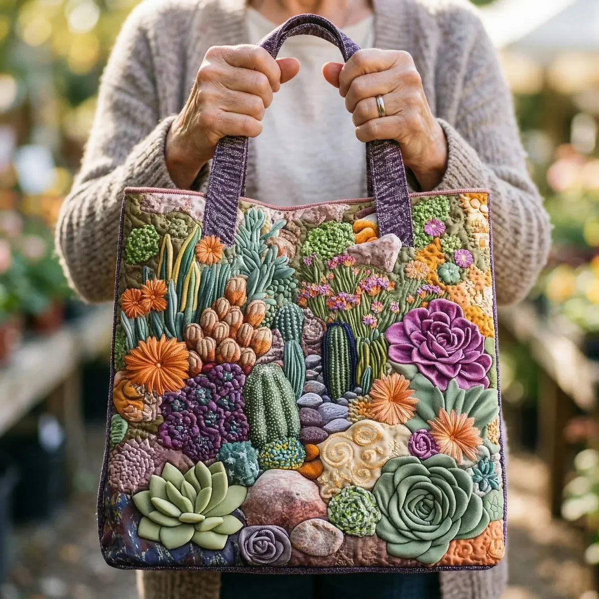 Shopper met vetplanten, gewatteerd - foto 2