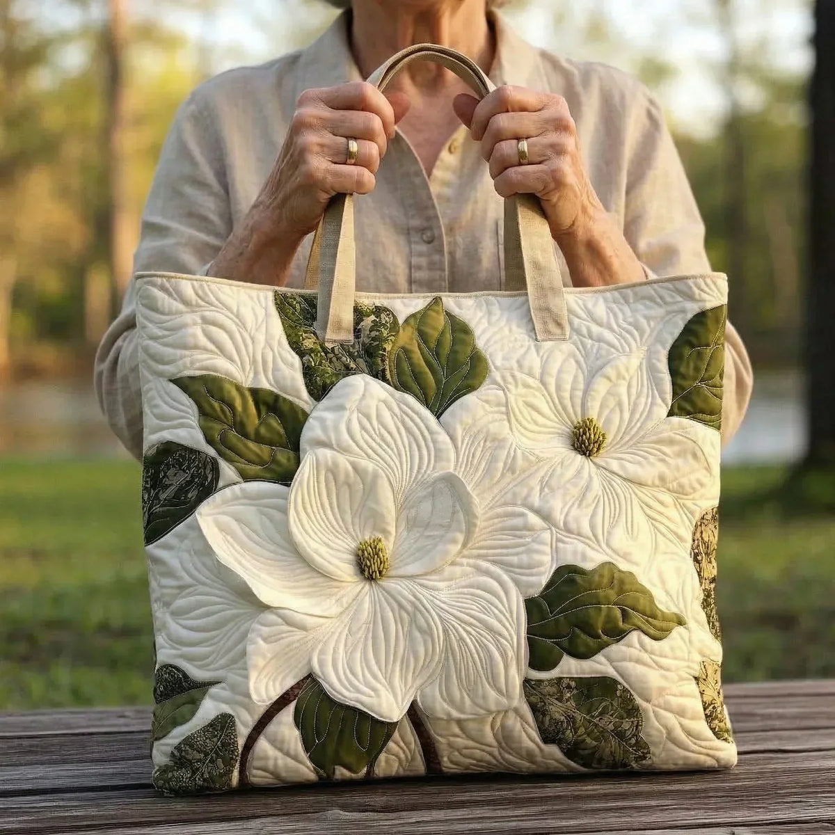 Shopper met witte lelies, gewatteerd - foto 2