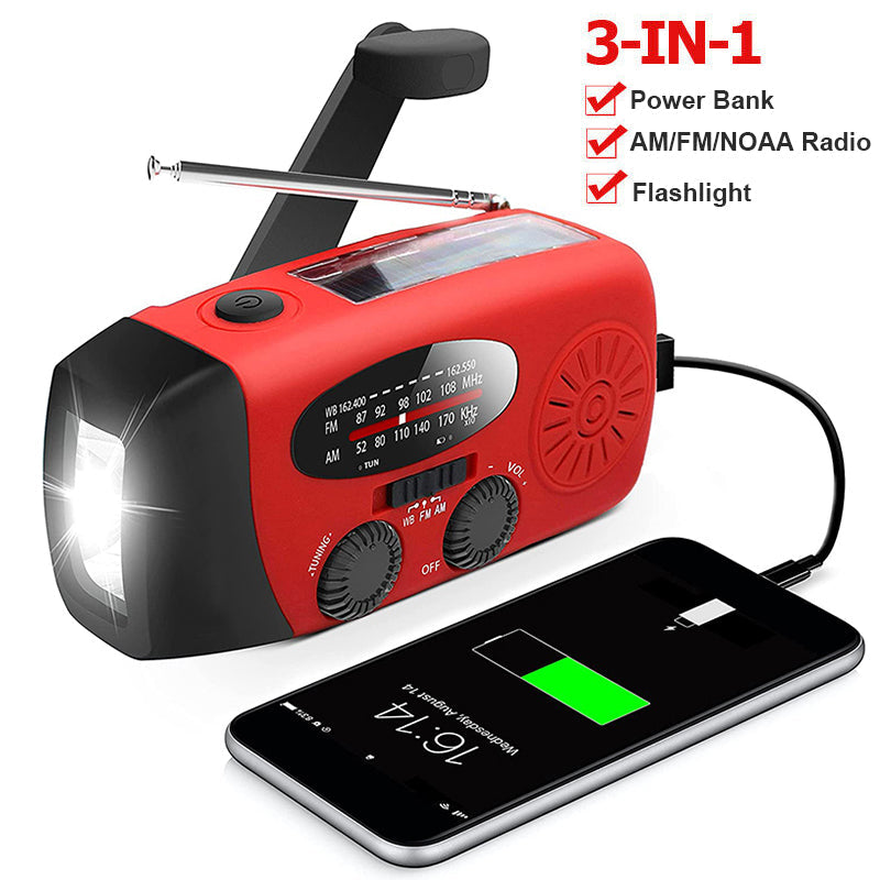 Noodradio met slinger, zonnepaneel, zaklamp en powerbank - foto 9