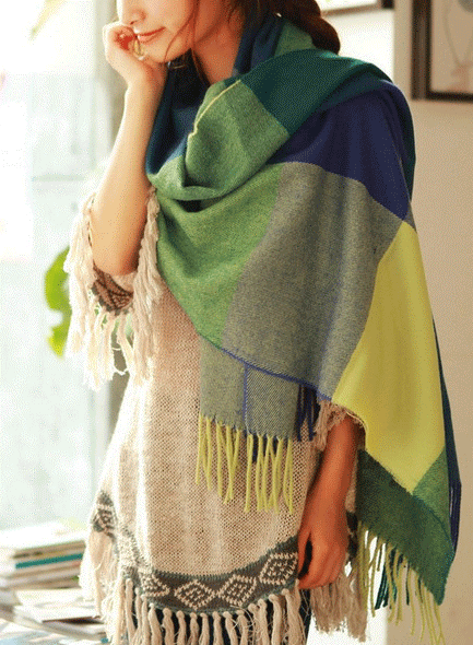 Zachte sjaal met ruitpatroon - foto 8