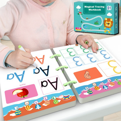 Kinderoefenboek met uitwisbare stiften en gum