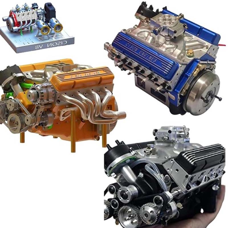 Bouwpakket V8 benzinemotor miniatuur, metalen modelmotor - foto 11