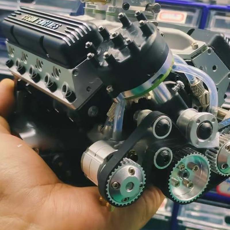 Bouwpakket V8 benzinemotor miniatuur, metalen modelmotor - foto 8