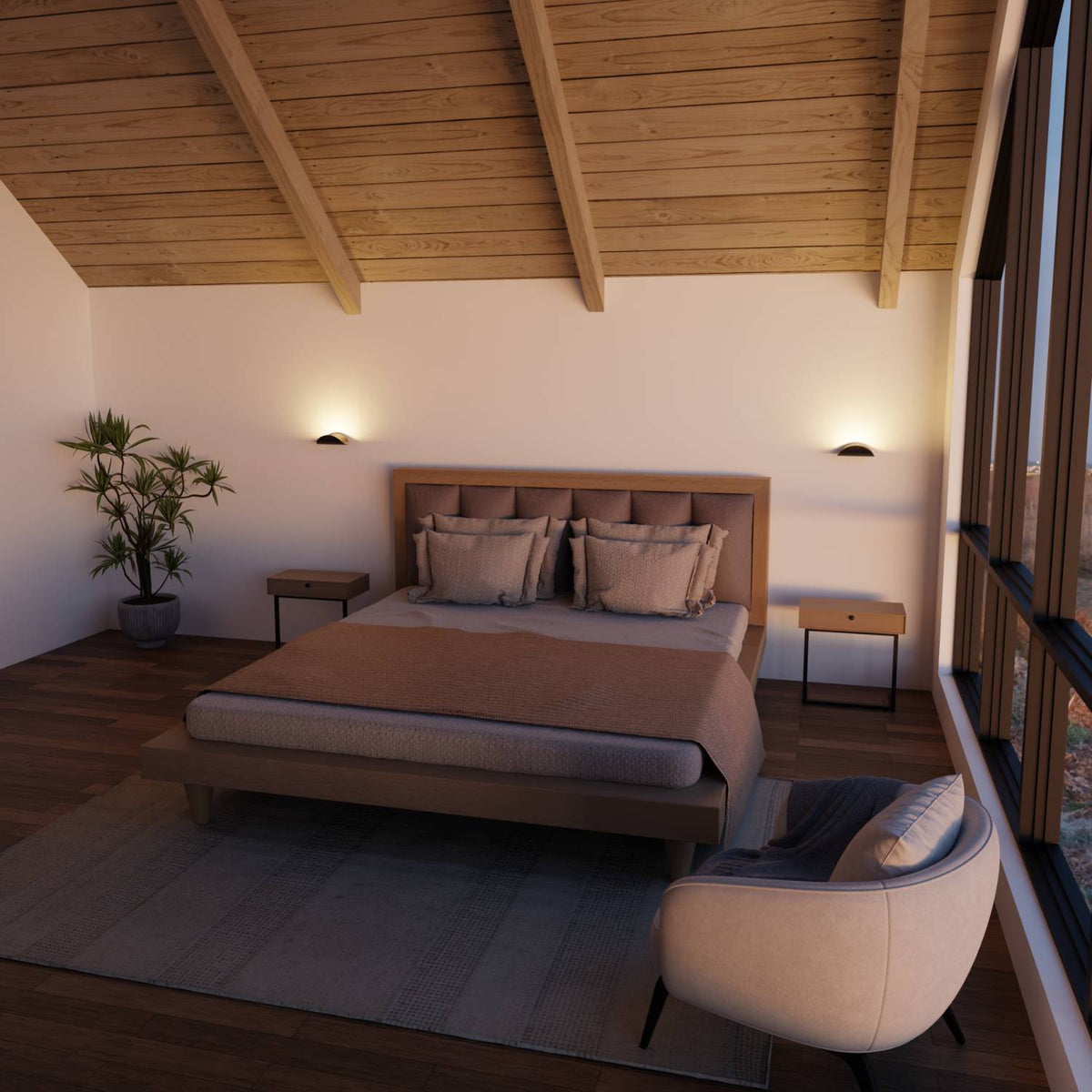 Halfronde LED wandlamp met indirect licht - foto 5