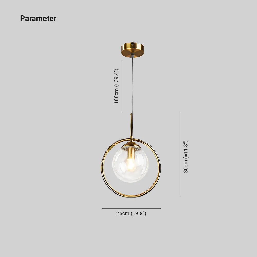 Glazen hanglamp met metalen ring, dimbaar - foto 7